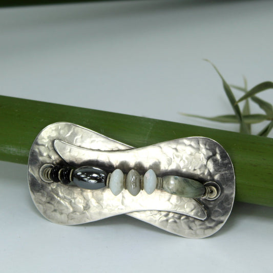 Marjorie Baer SF Vintage Hammered Silver Pin Wired Stones