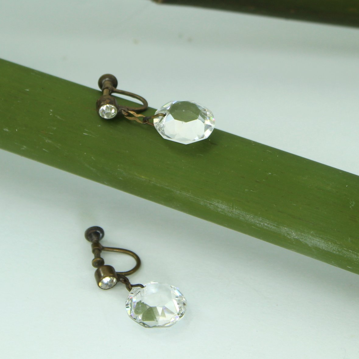 Vintage 1940s Screw Earrings Sparkling Crystals