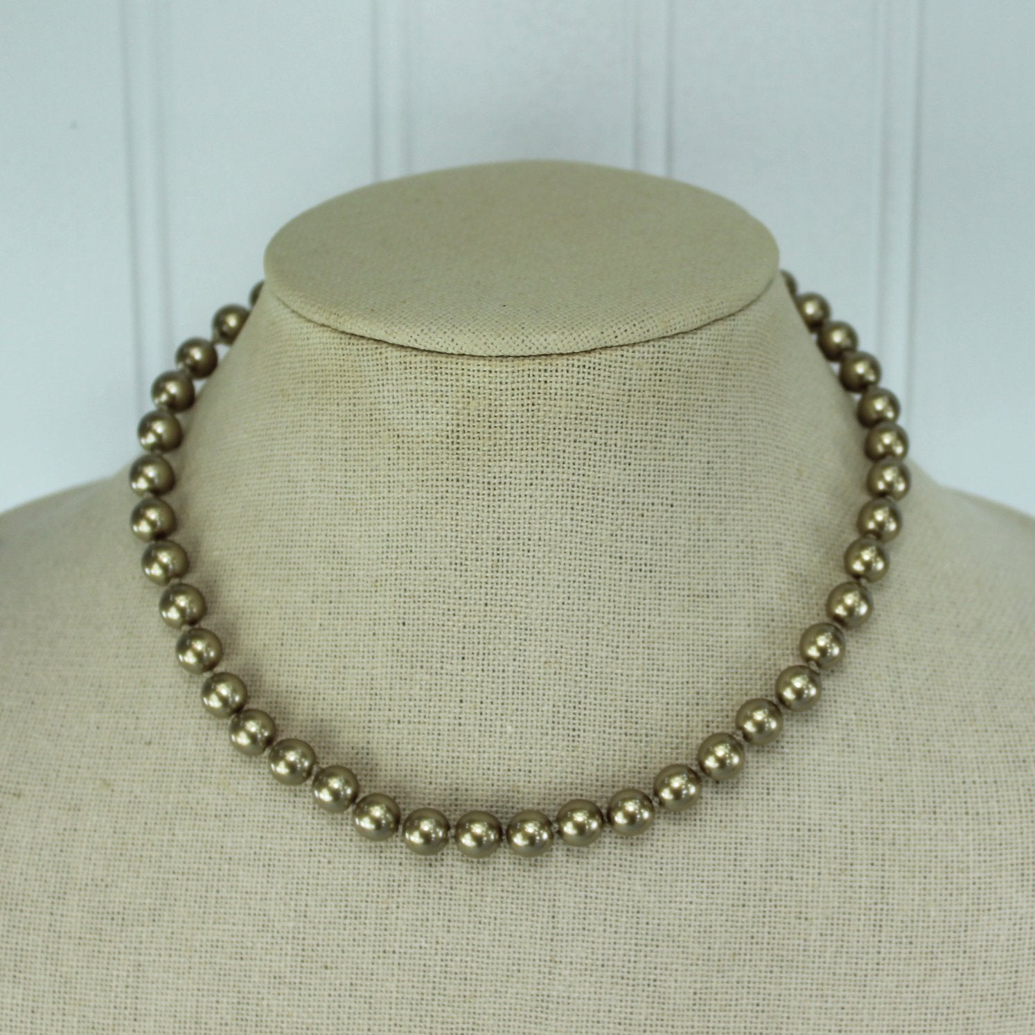 Marvella Champagne Faux Pearl Necklace Vintage NWT Vintage 18" Japan choker size