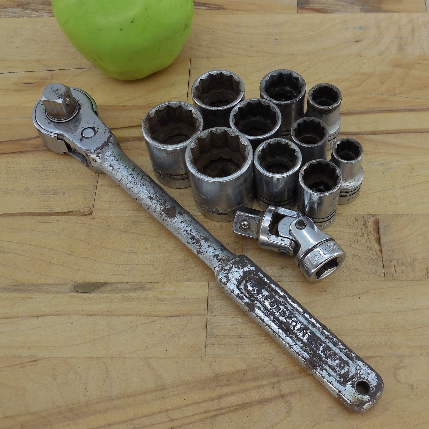 Indestro Select USA Vintage Socket Wrench Set 1/2" Drive 12 pt. Vintage
