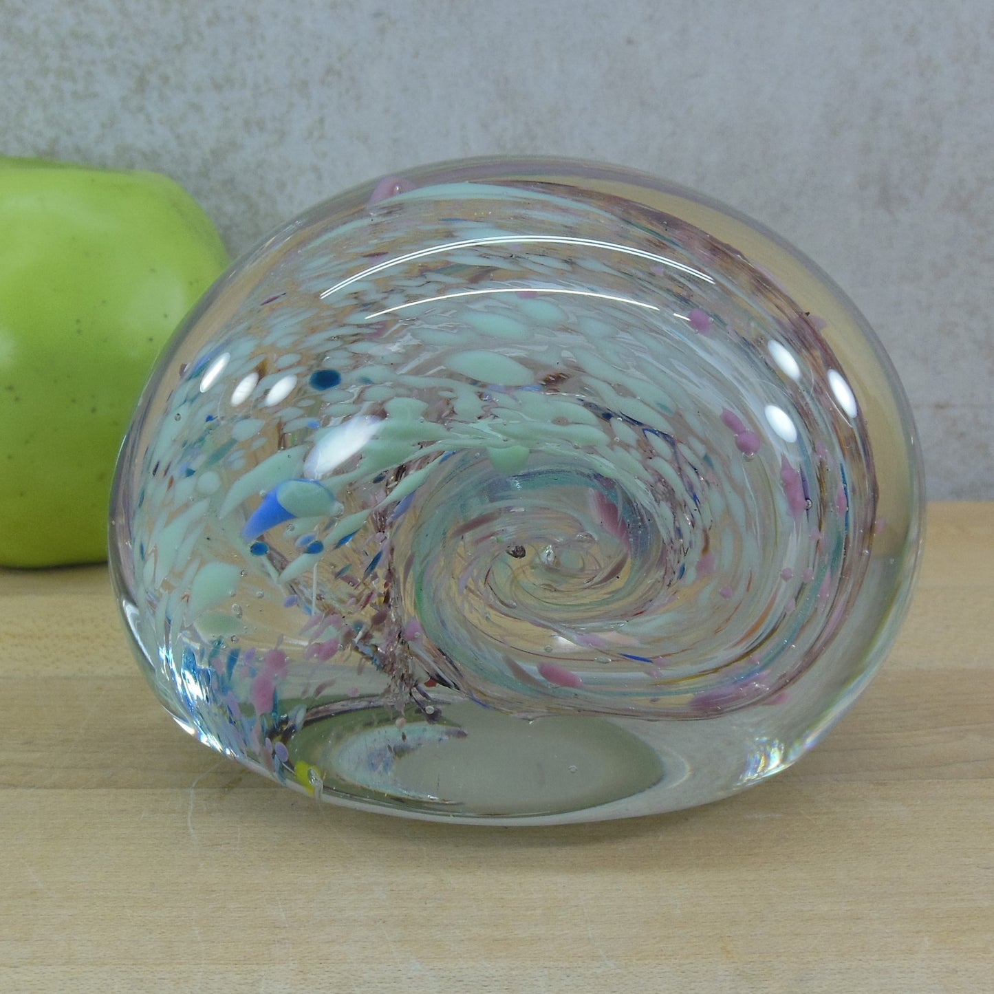 Unknown Signed Blown Confetti Glass Paperweight Swirl Hayden