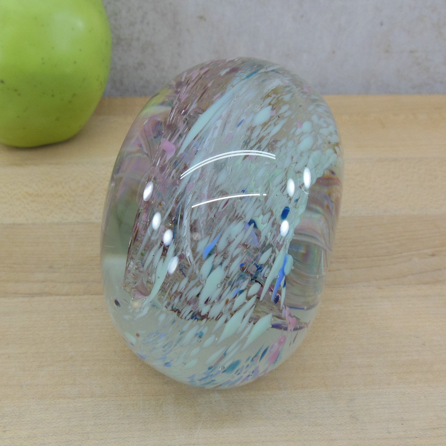 Unknown Signed Blown Confetti Glass Paperweight Swirl Hayden vintage
