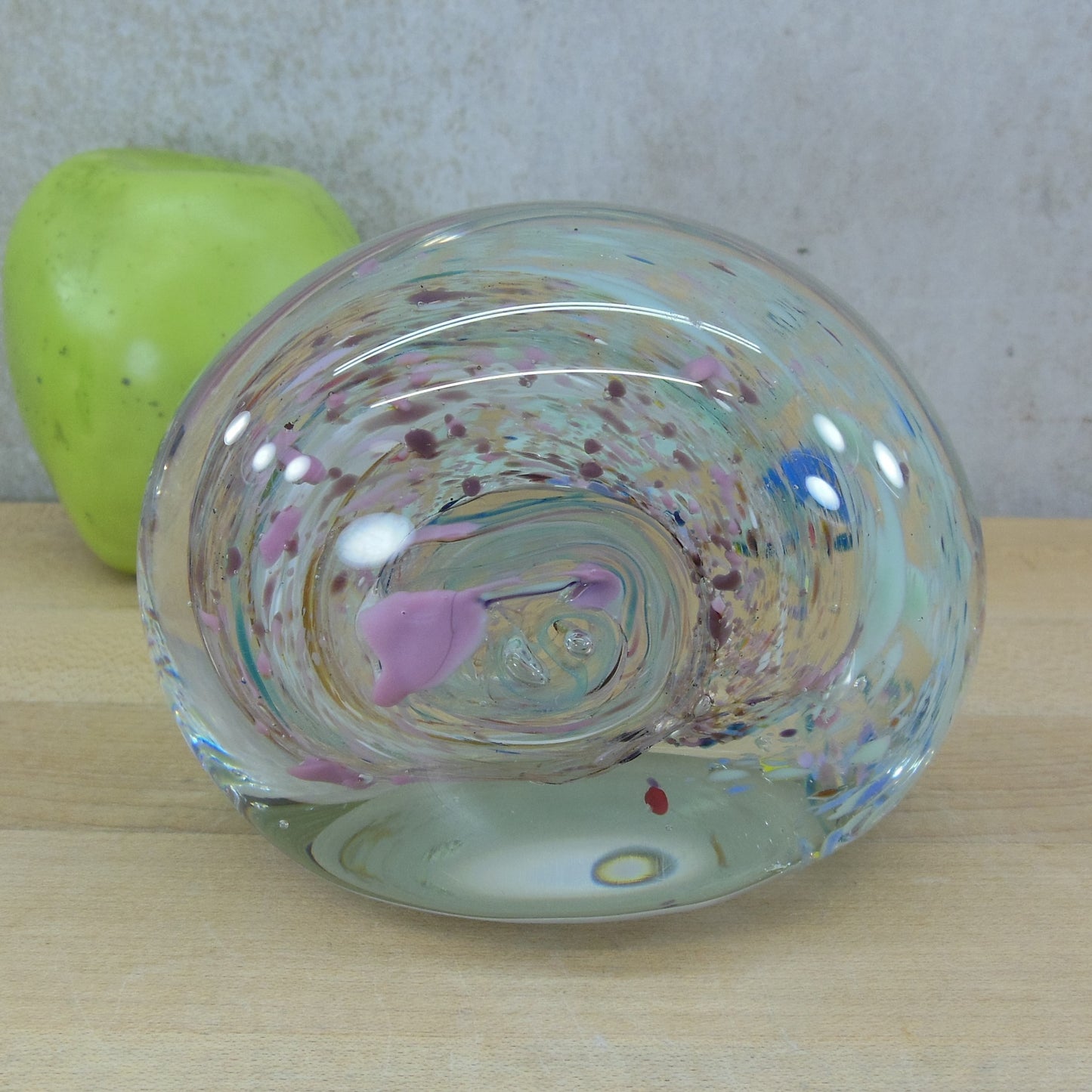 Unknown Signed Blown Confetti Glass Paperweight Swirl Hayden Shell