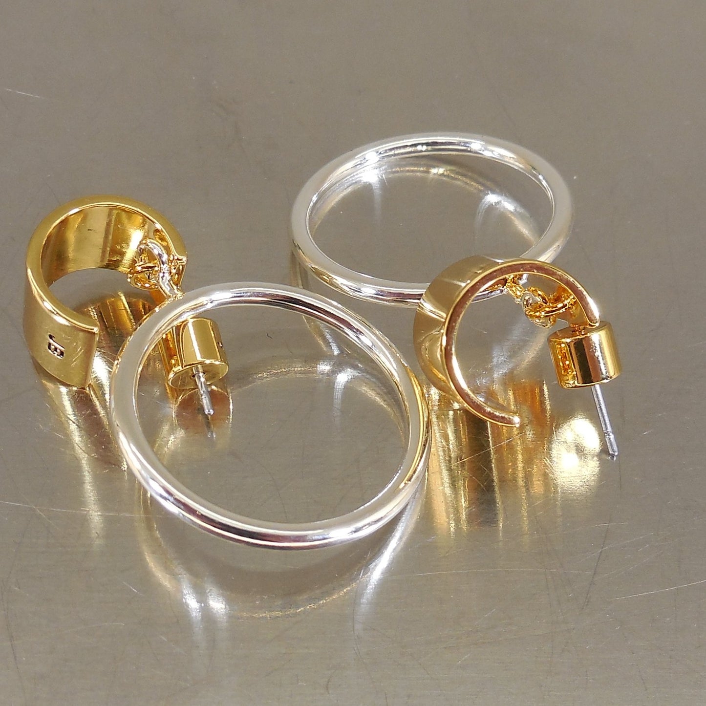 Jenny Bird Two Tone Faye Knocker Earrings 14K Gold & Silver Dipped Brass Hoop