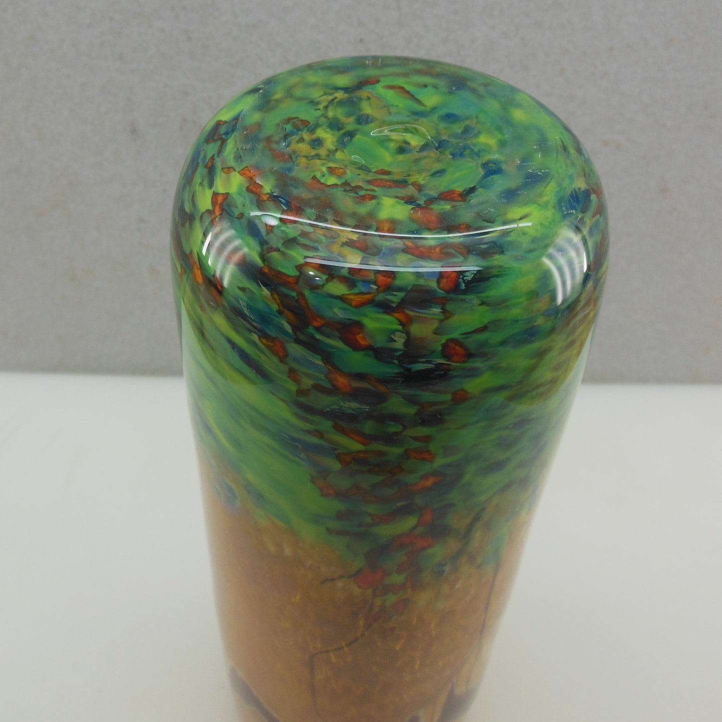 John Fields 2001 Signed Art Glass Cylinder Vase Landscape Monet Pontil Mark
