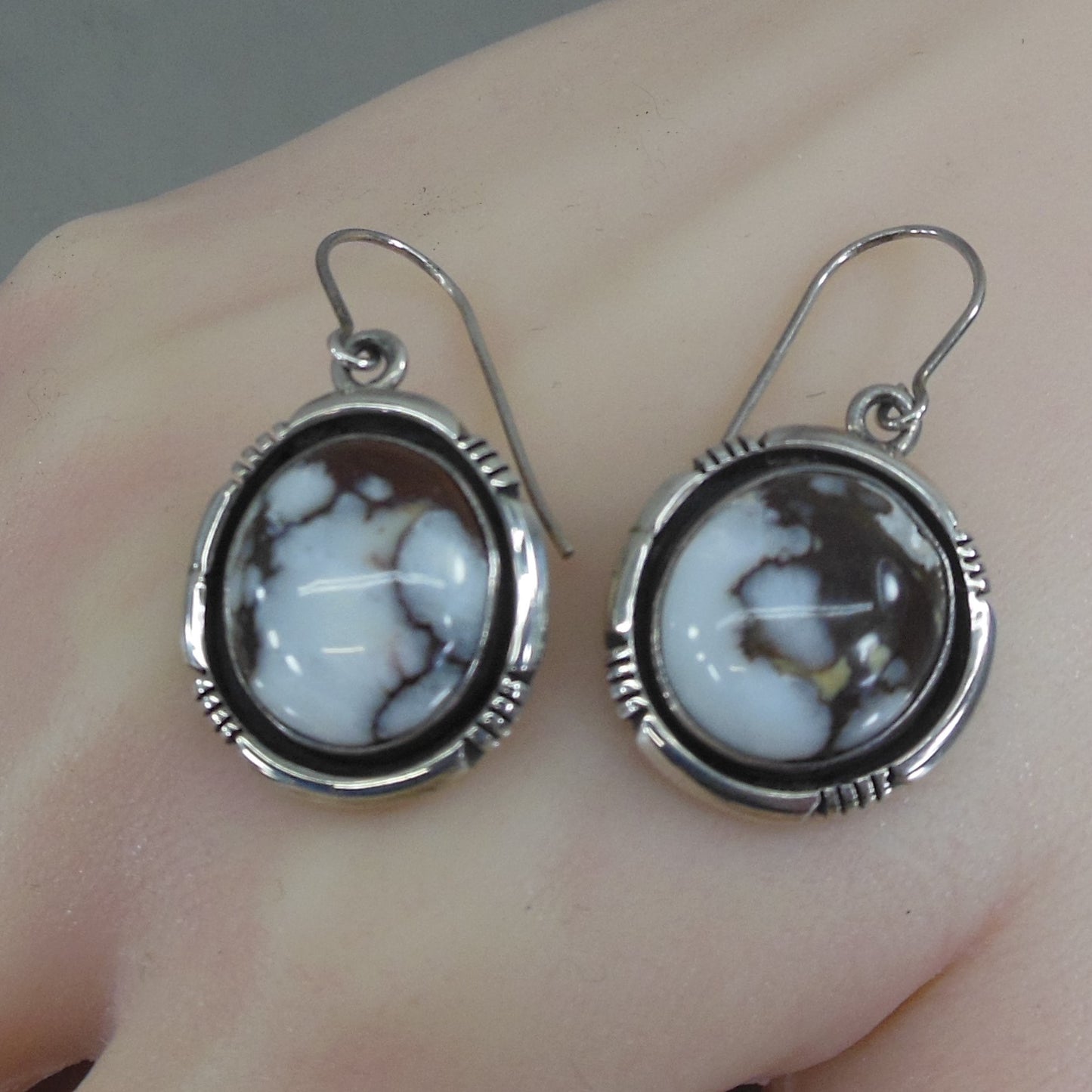 Jake Sampson Navajo 925 Sterling Silver White Buffalo? Turquoise Earrings Vintage