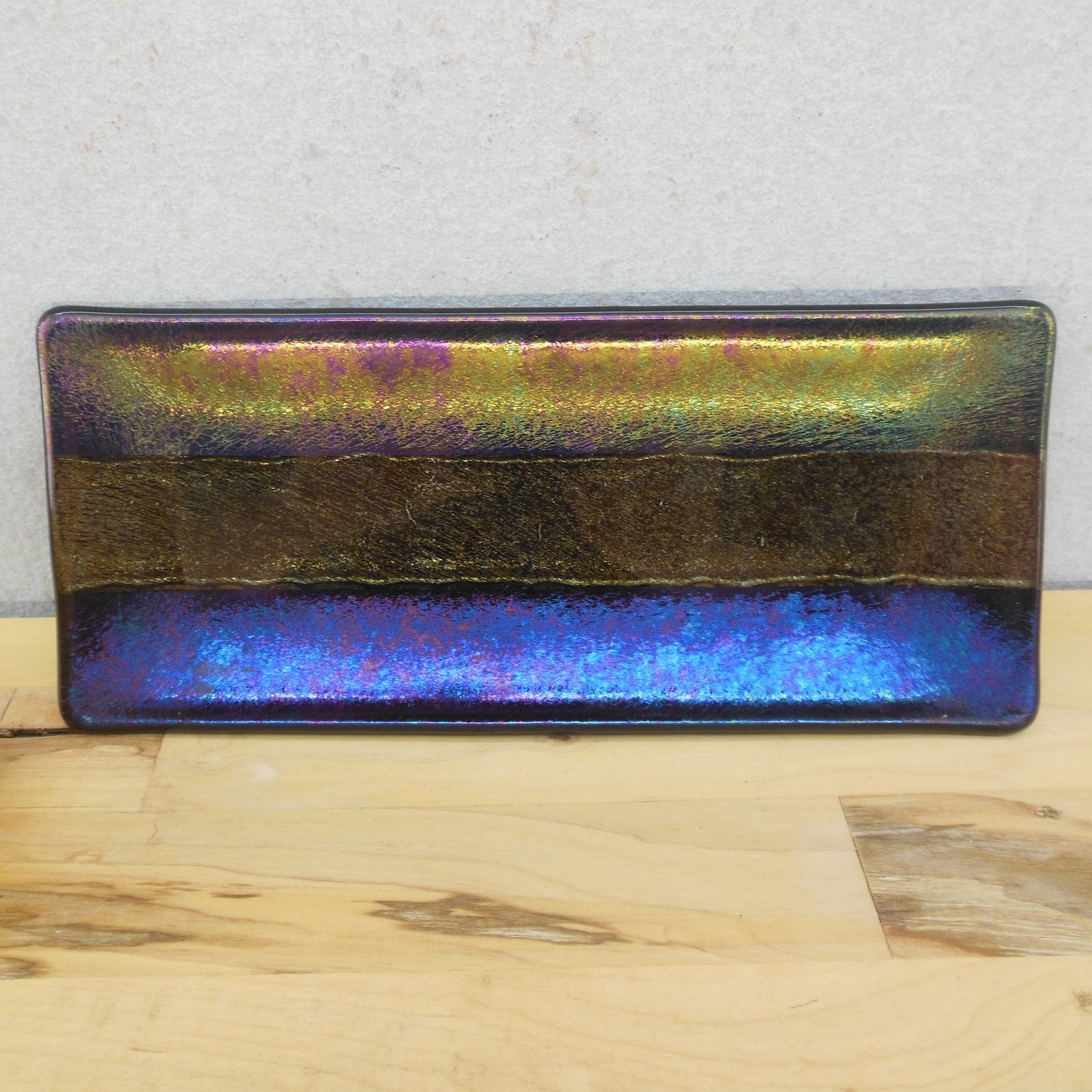 Kurt McVay KM Dichroic Art Glass Signed Tray Sushi Dish 9" Vintage