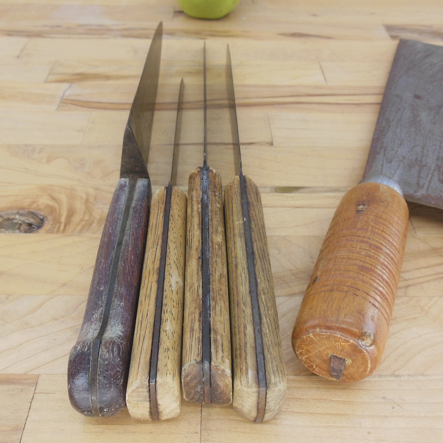 5 Lot Carbon Steel Wood Kitchen Knives Cleaver Dexter Old Hickory Foshan Handles