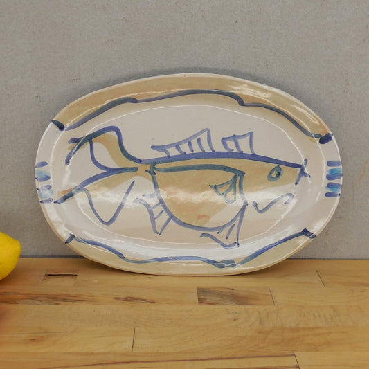 Lorna Smith Pottery Large Oval Serving Tray Platter Carp Fish