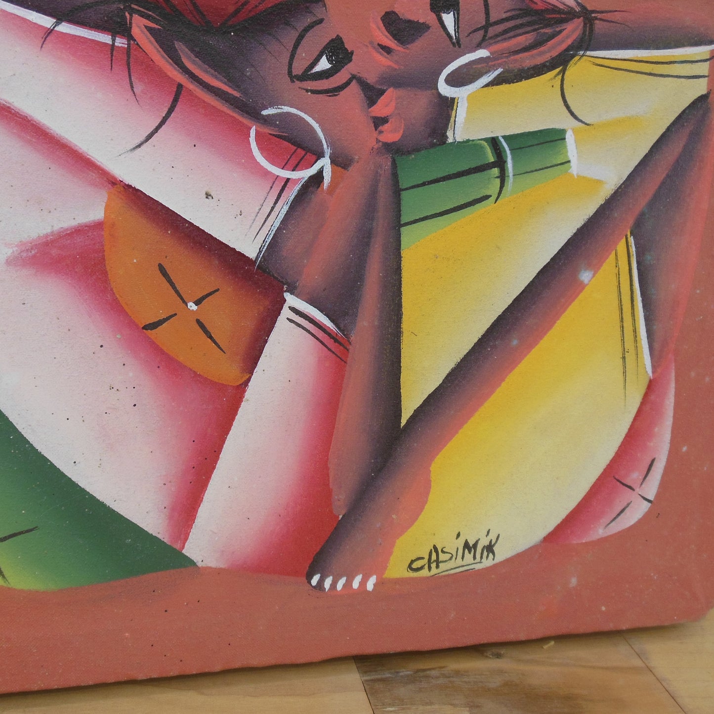 Casimir Haitian Small Painting Lovers 8" x 10.5" Art Vintage