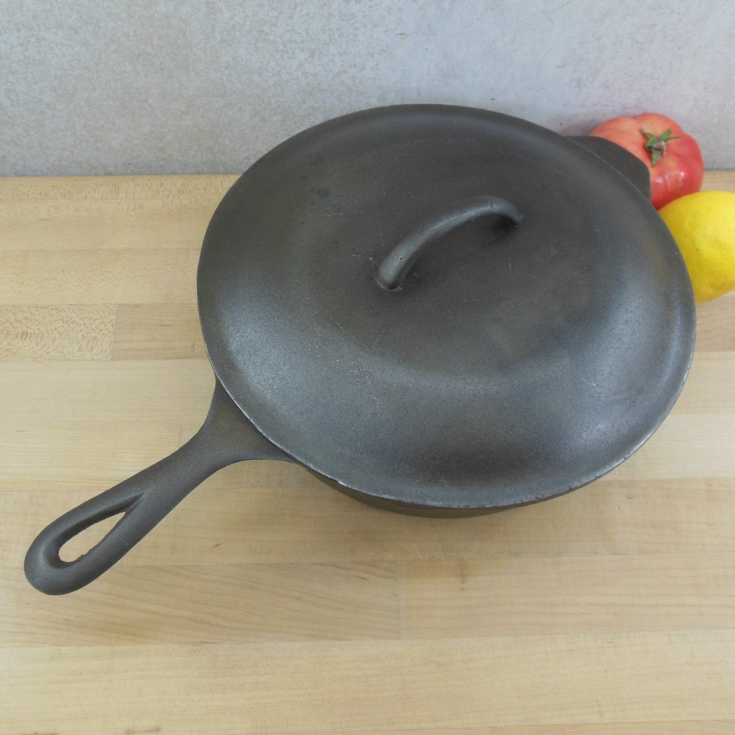 Lodge USA 3 Notch #8 Cast Iron Chicken Fryer Deep Skillet & Basting Lid vintage