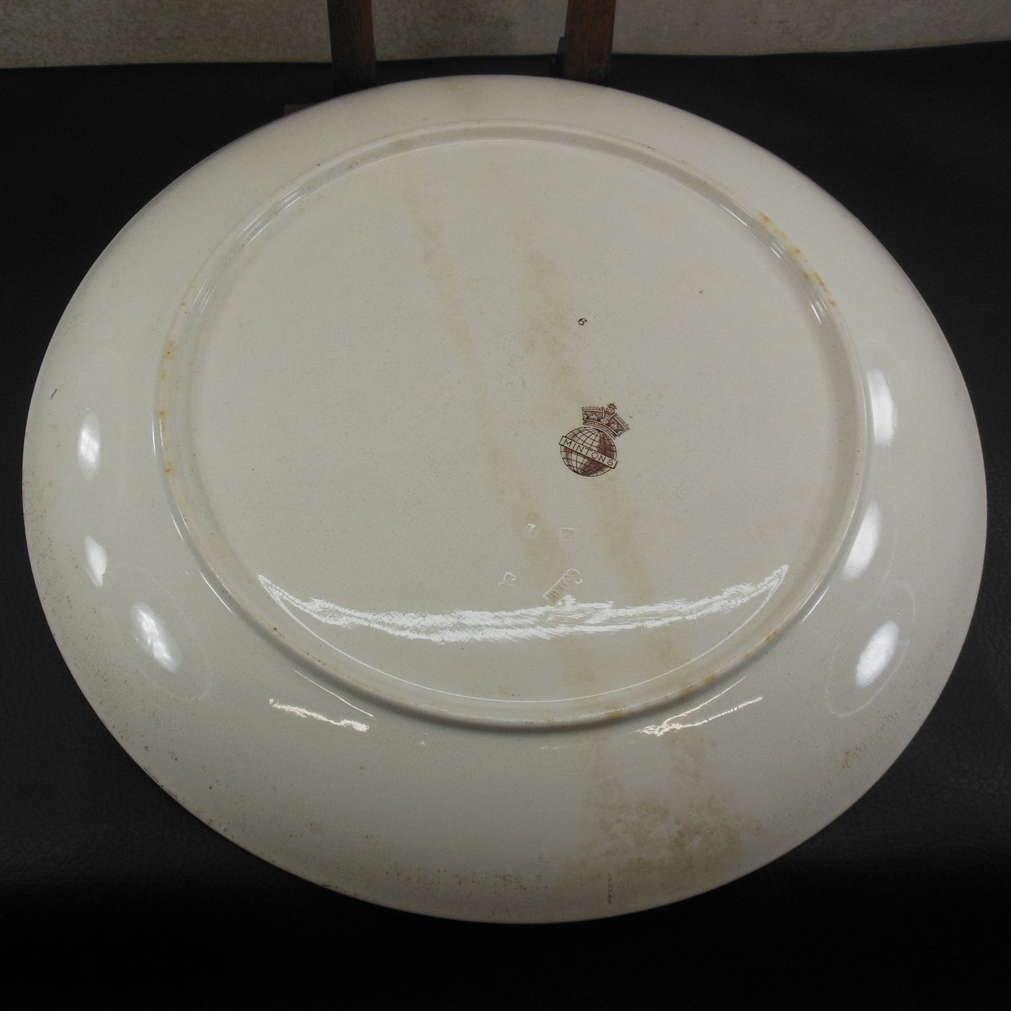 Mintons England Antique Pair 15" Chargers Platters Children Playing Swing Dog Used