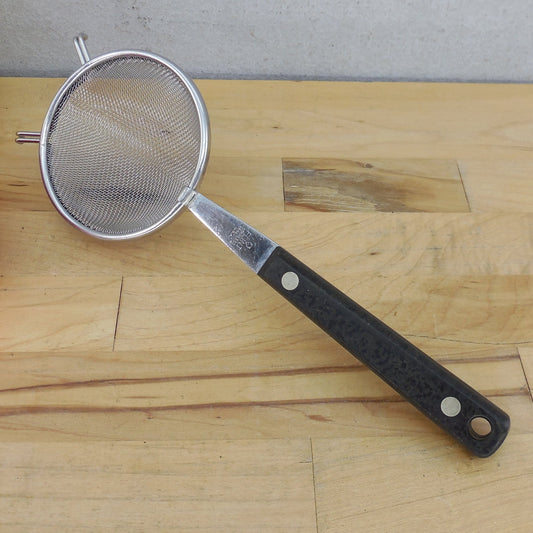 SOLD Flint Ekco USA Stainless 3" Mesh Strainer Black Handle #1982