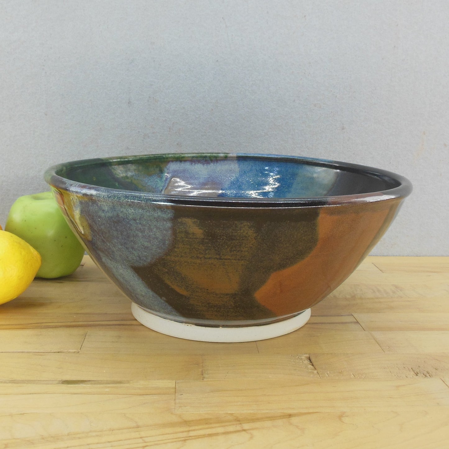 Signed Marie '05 Large Multi-color Pottery Bowl 11.25"