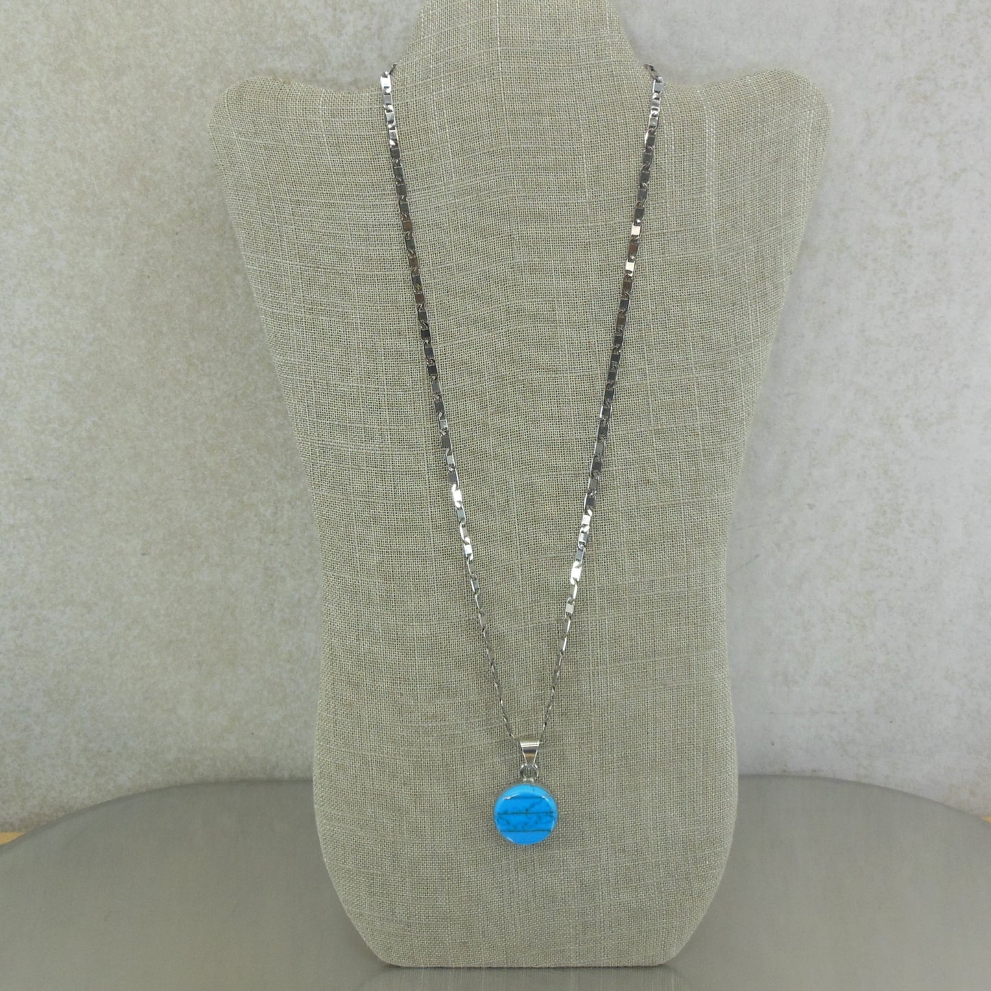 Unbranded Mexico 925 Sterling Silver Turquoise Pendant Necklace Mariner Chain