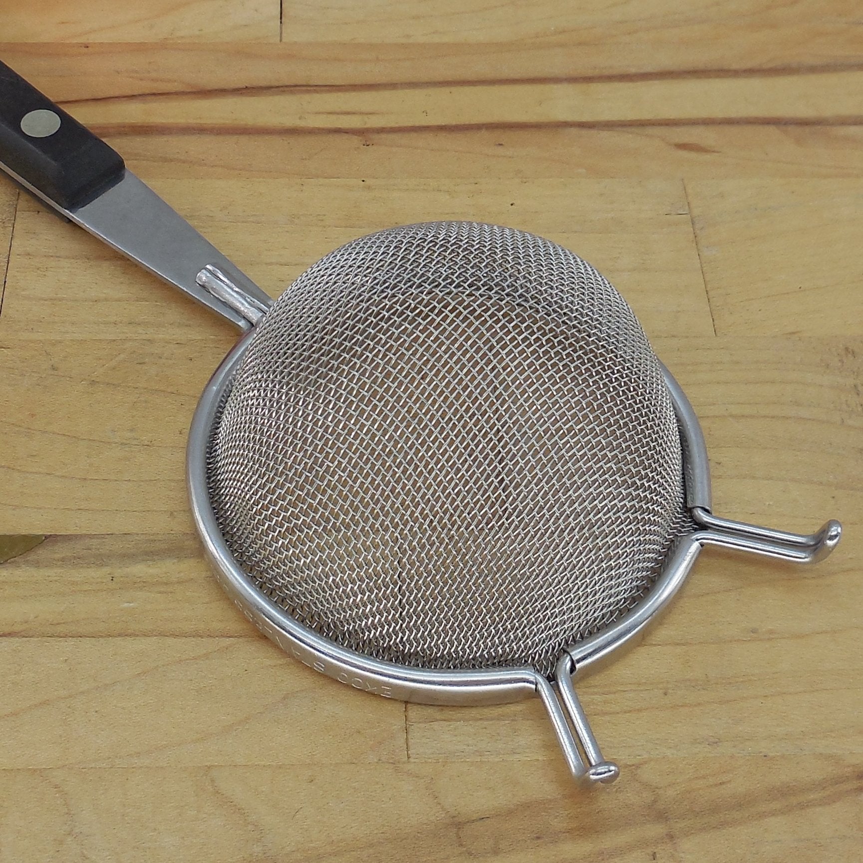SOLD Flint Ekco USA Stainless 3" Mesh Strainer Black Handle #1982 Vintage