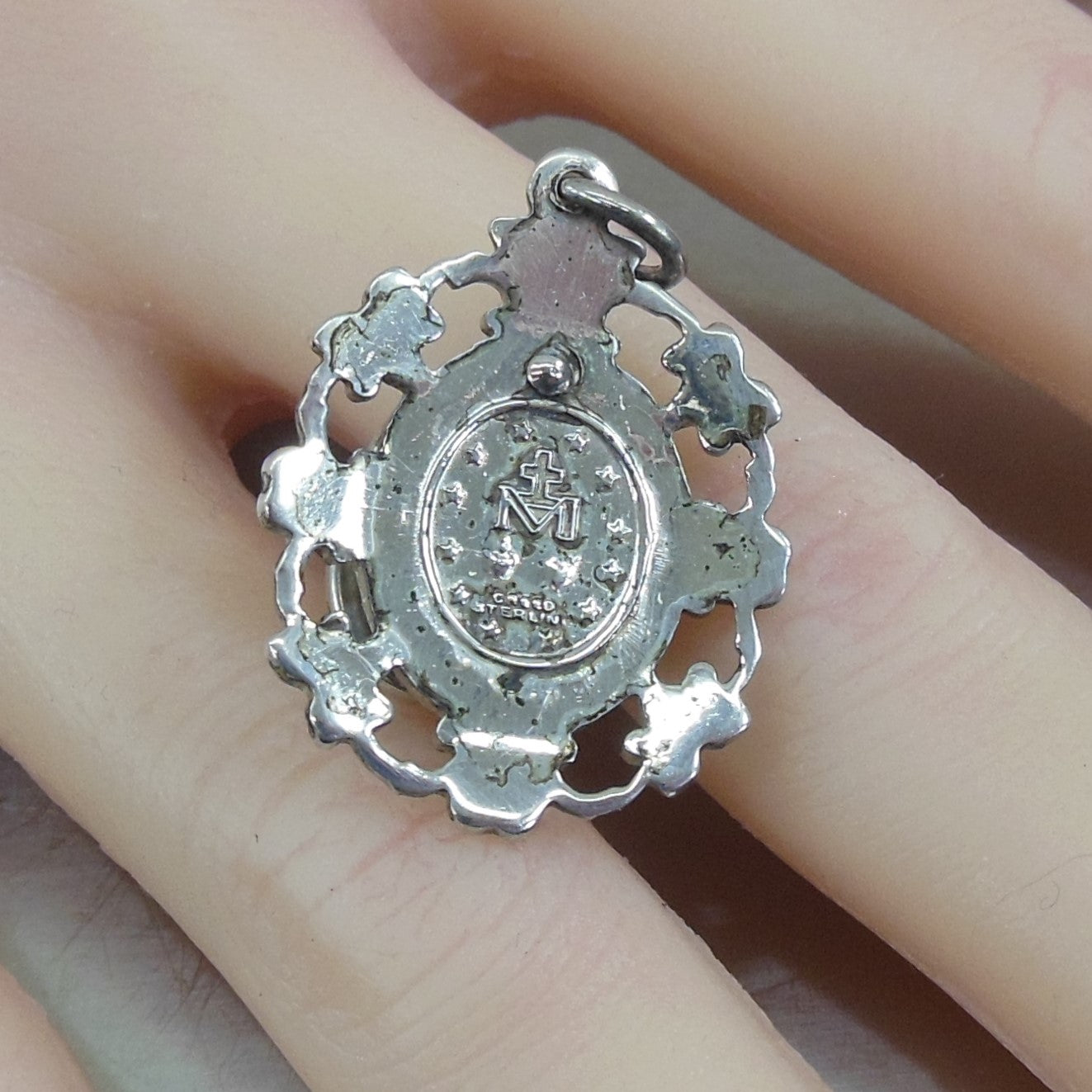Creed Catholic Sterling Silver Hidden Madonna Pendant Hinged Swing Cross Vintage