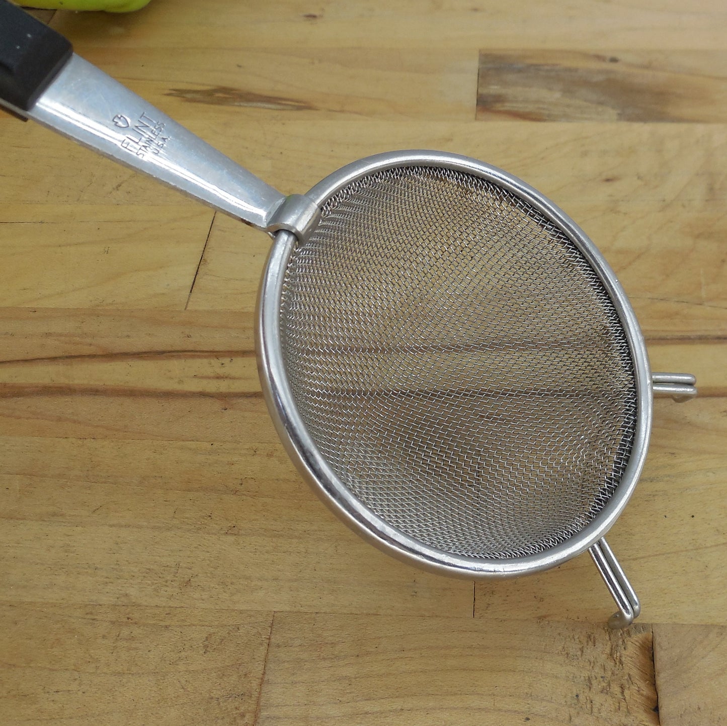 Flint Ekco USA Stainless 3" Mesh Strainer Black Handle #1982 Vintage