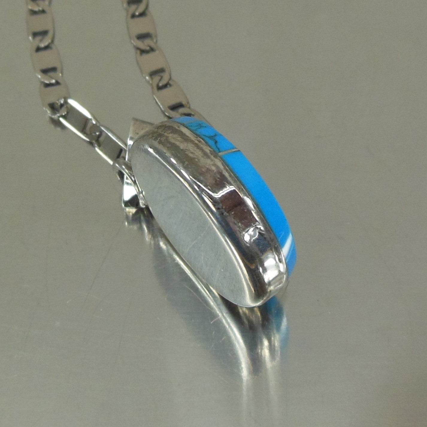 Unbranded Mexico 925 Sterling Silver Turquoise Pendant Necklace vintage