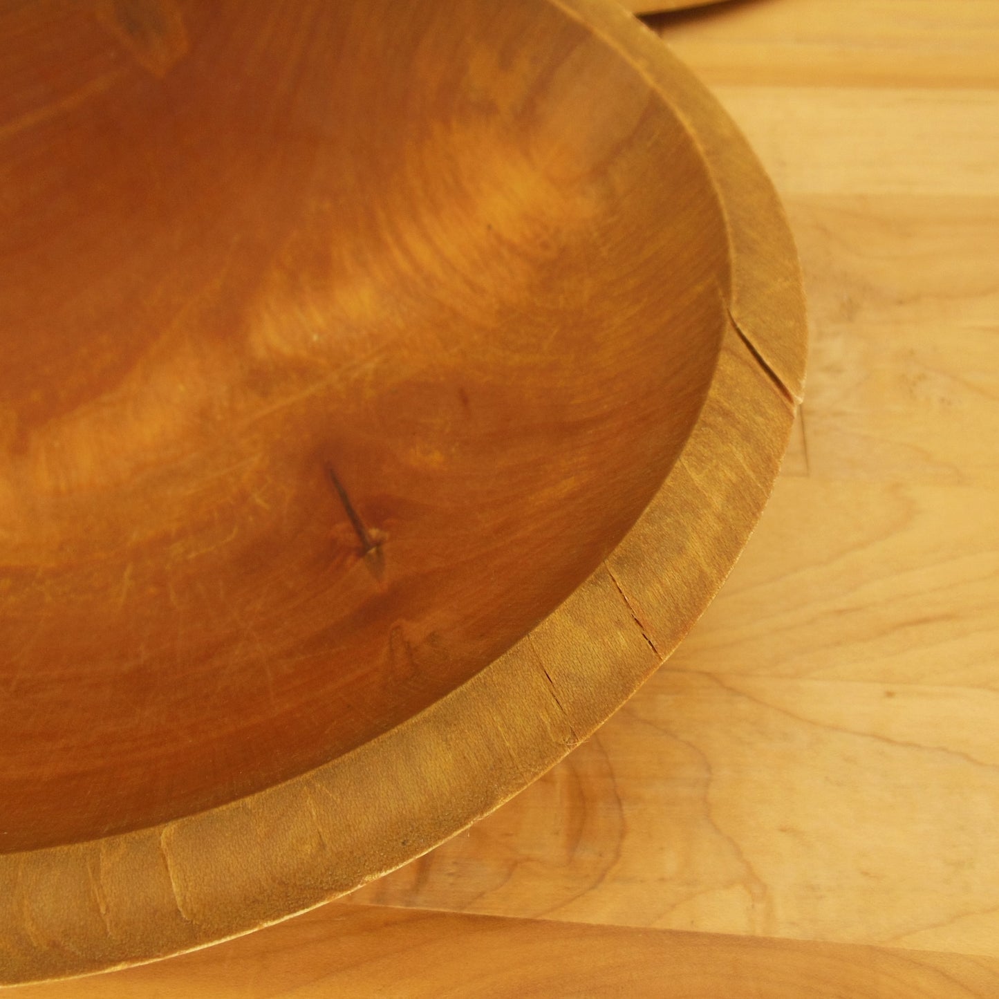 Unbranded 4 Set Turned Wood Maple Bowls 9" Salad & Other Used