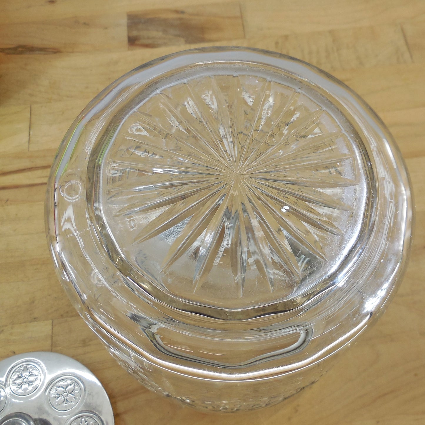 Unbranded Antique Silver Plate Crystal Cut Glass Biscuit Jar Medallions