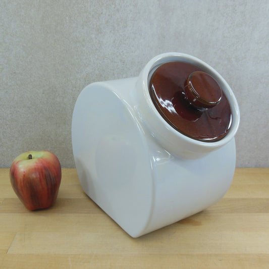 McCoy Pottery White Brown Lid Cookie Candy Jar Kitchen Canister