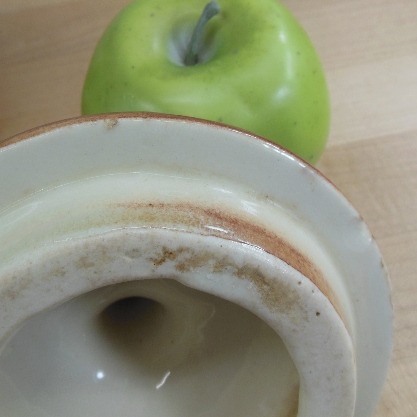 McCoy Pottery 1930's Butter Churn Cookie Jar White Yellow Flowers Lid