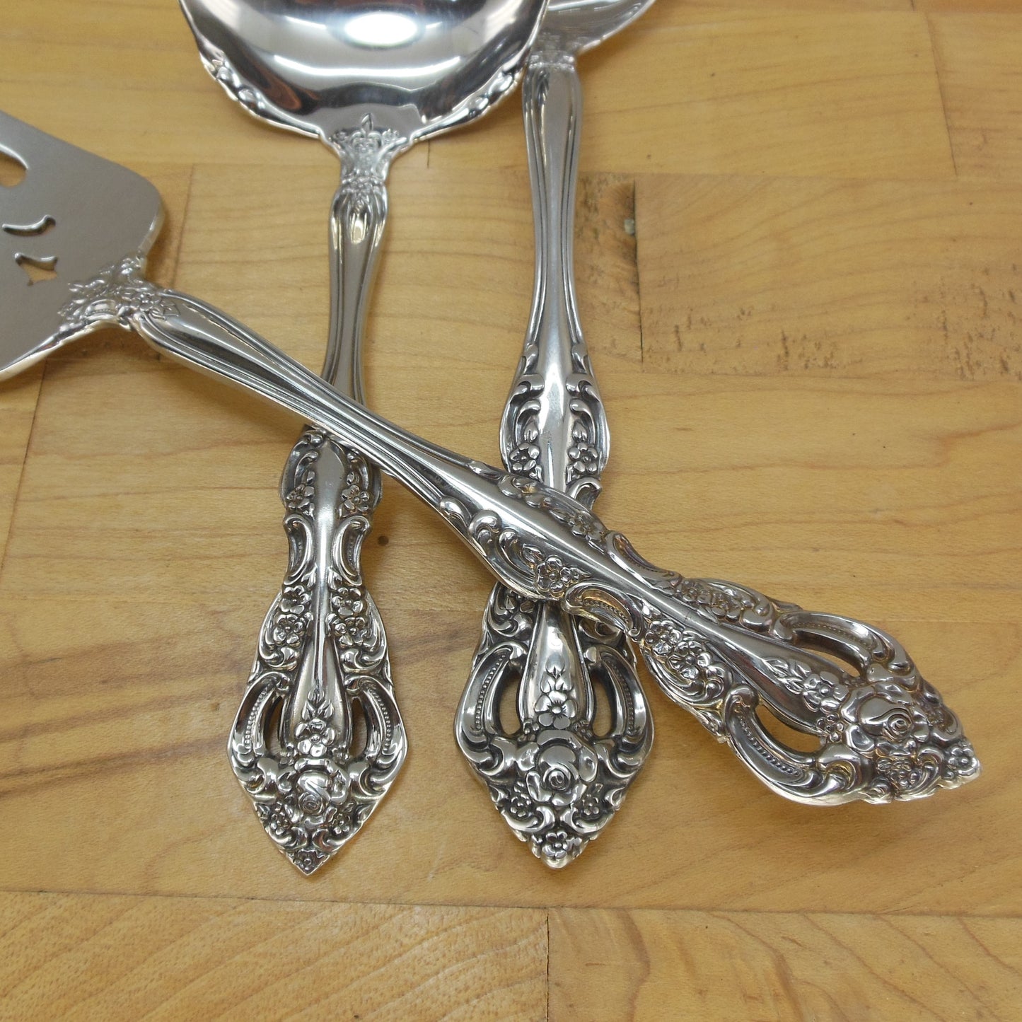 Oneida Cube Michelangelo Stainless 3 Lot Serving Fork Spoon Ladle Used