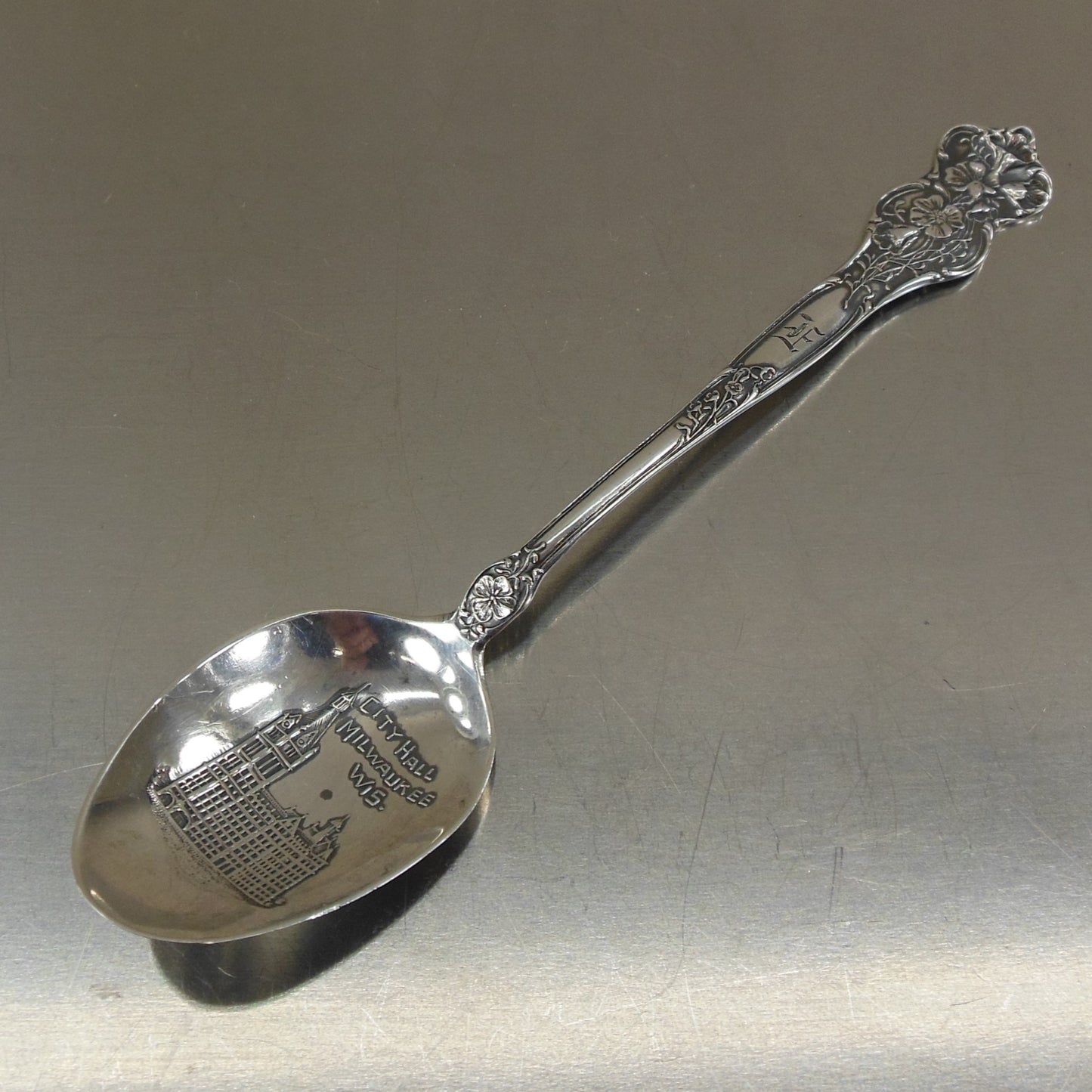Paye & Baker Sterling Silver Souvenir Spoon - City Hall Milwaukee Wis.