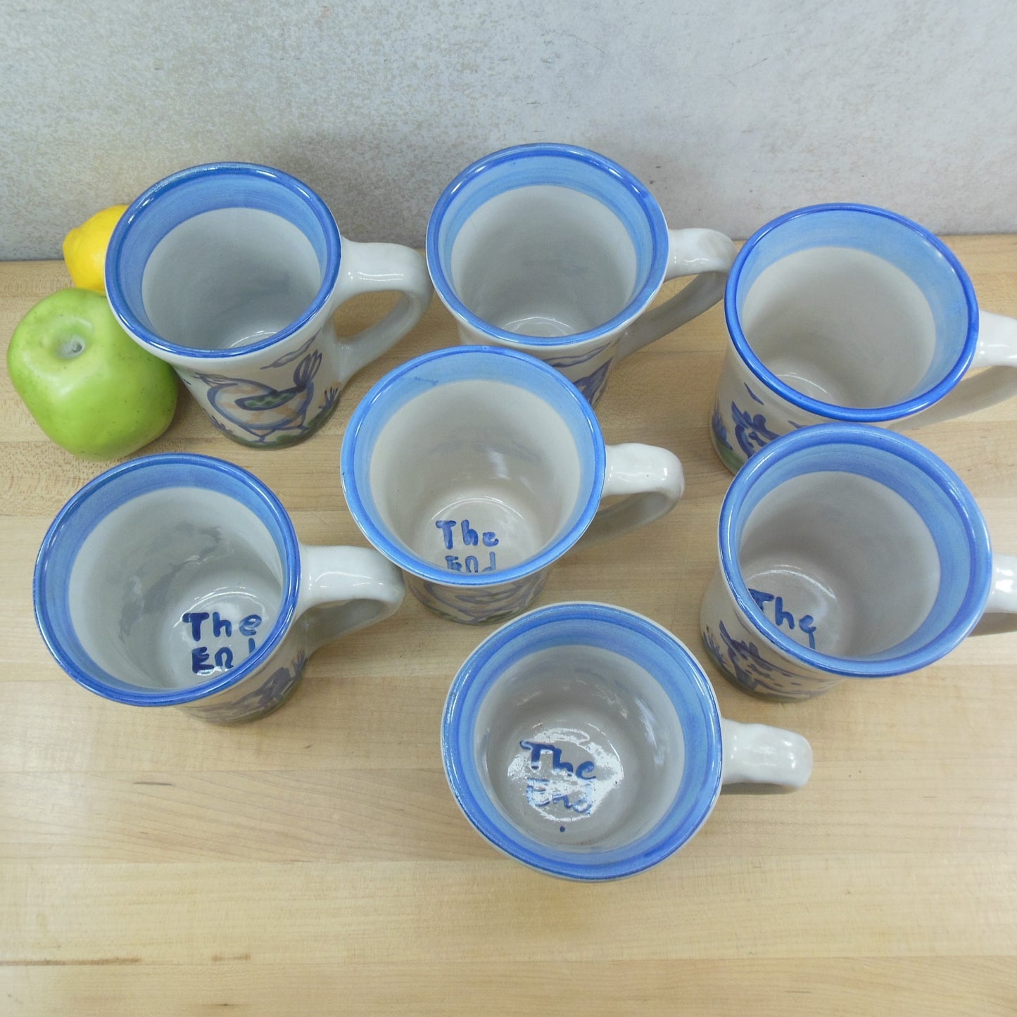 M.A. Hadley Pottery 7 Lot Flare Mugs Farm Animals unused