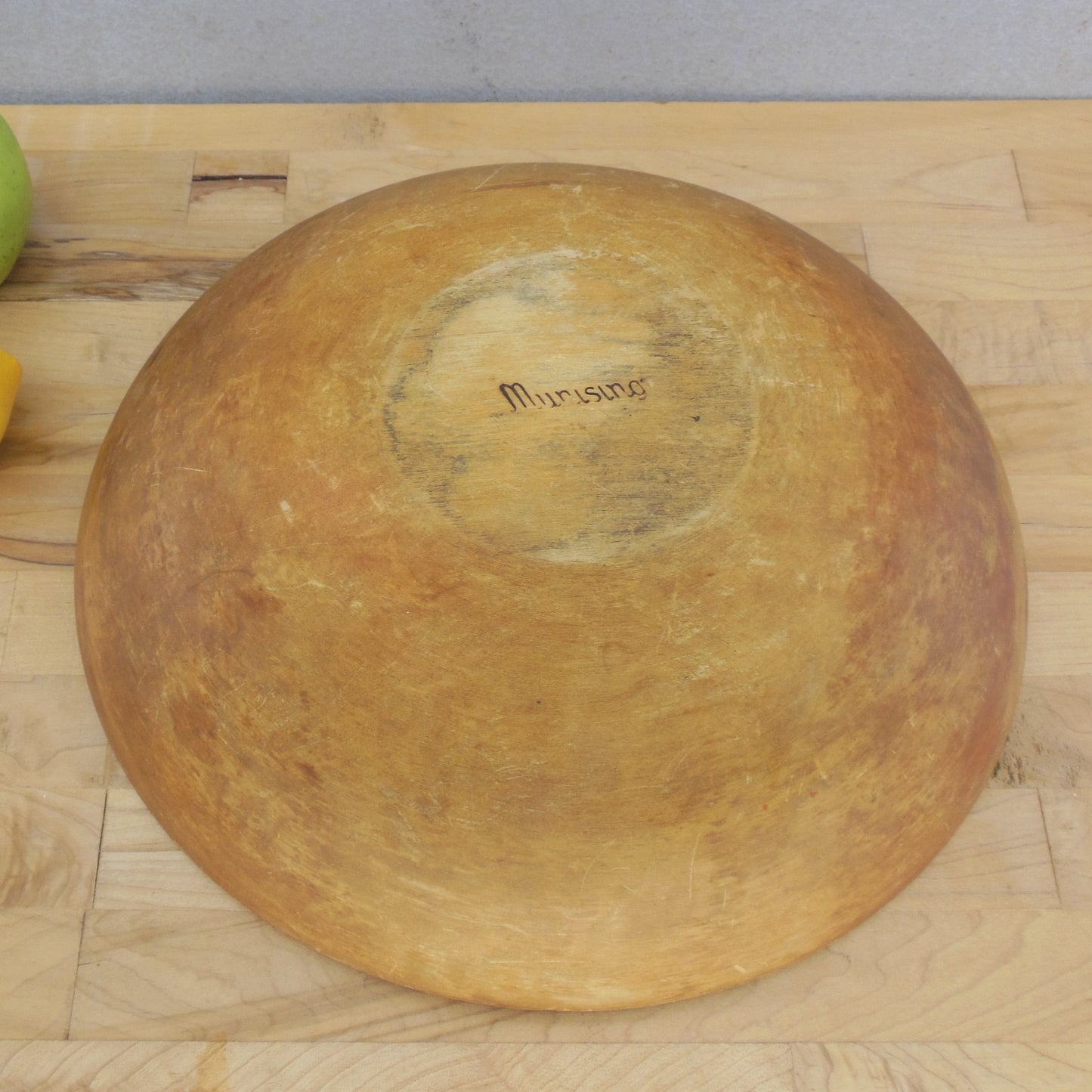 Munising Signed Maple Wood Dough Bowl 13-1/2" Bottom