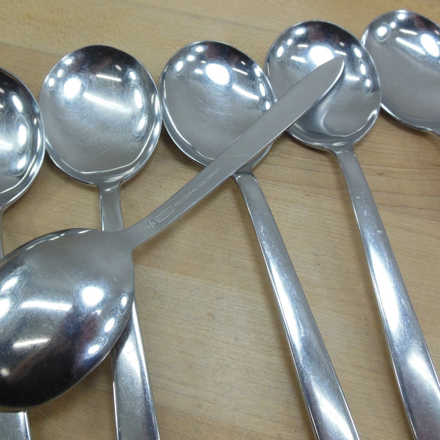 Nordan Solingen Germany NRD2 18/8 Stainless Soup Gumbo Spoons 6 Set used