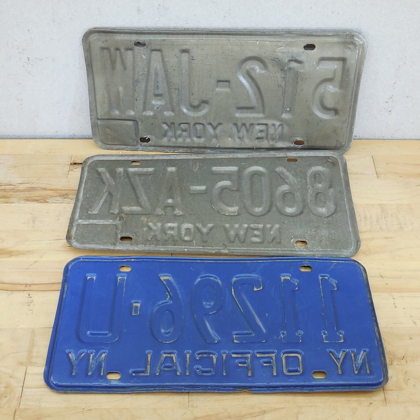 New York 3 Lot License Plate Tags - 1970's? Orange Blue OFFICIAL