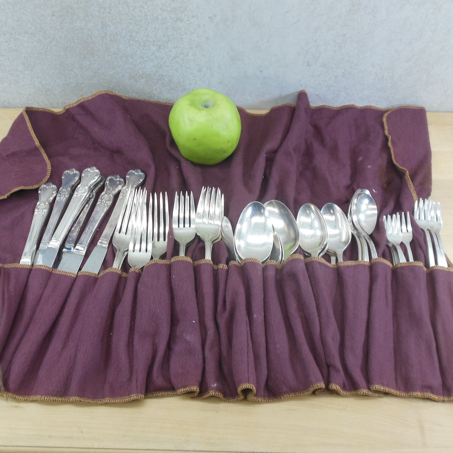 Old Company Plate Signature Rose Flatware Set Service for 6 - 47 Pieces