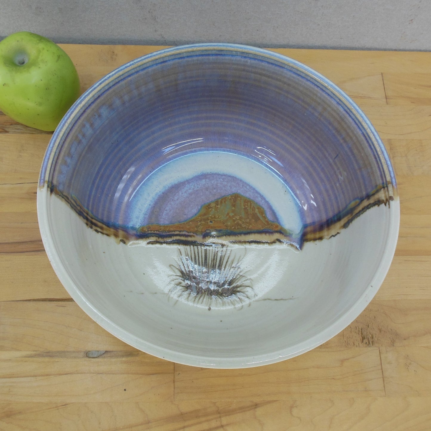 O'Clay 1991 Studio Pottery Bowl New Mexico Desert Mountain Landscape 10" Vintage