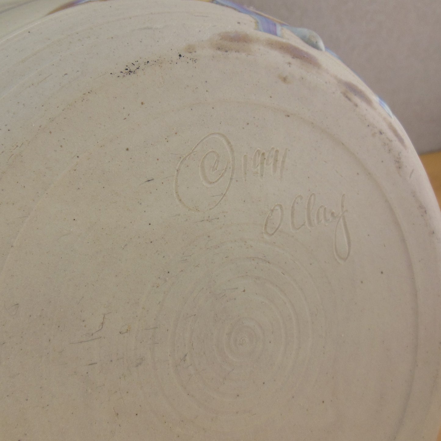 O'Clay 1991 Studio Pottery Bowl New Mexico Desert Mountain Landscape 10" Signed Maker Mark