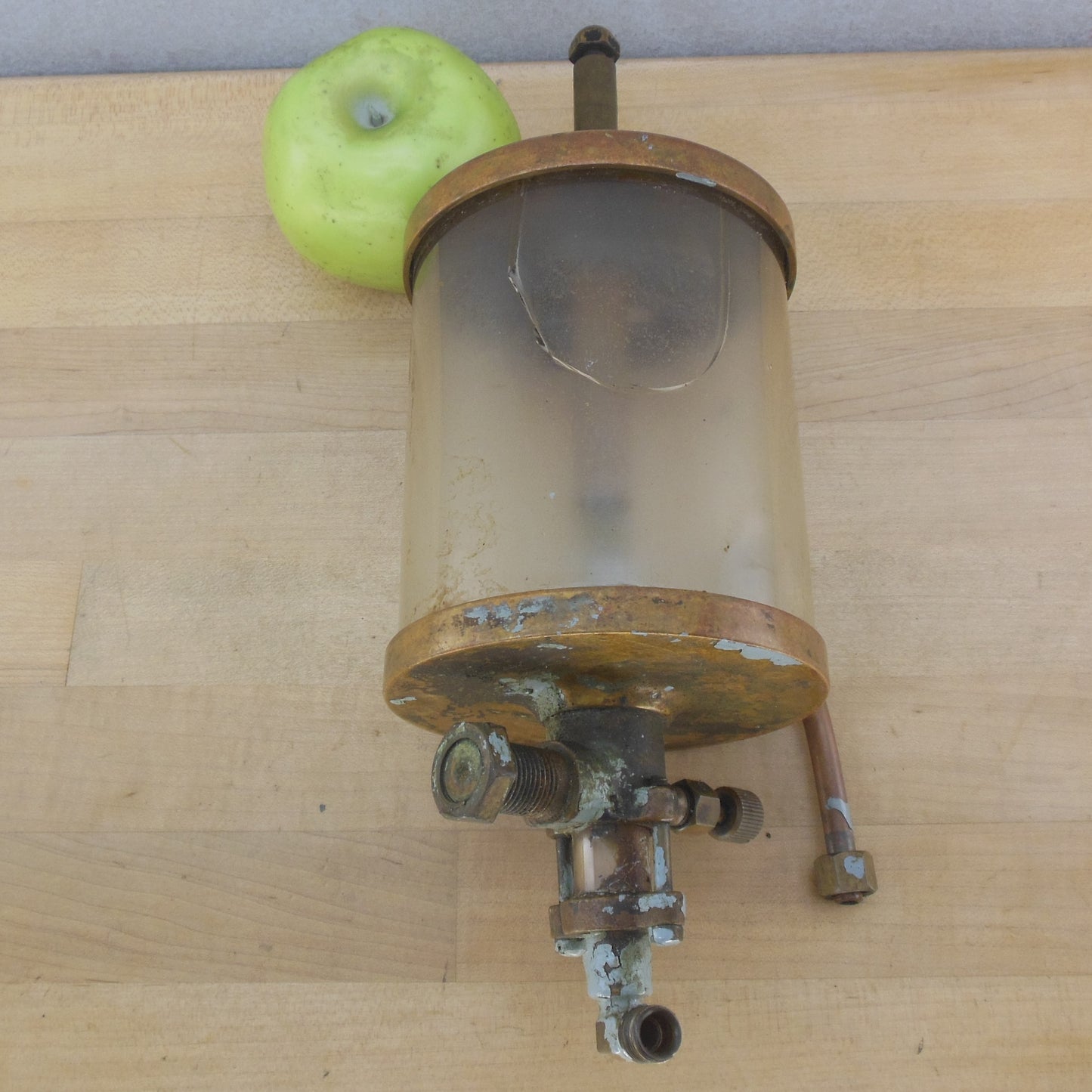 Antique Essex Brass Corp Cylinder Oiler Hit Miss Engine Antique 5" Tall Bowl