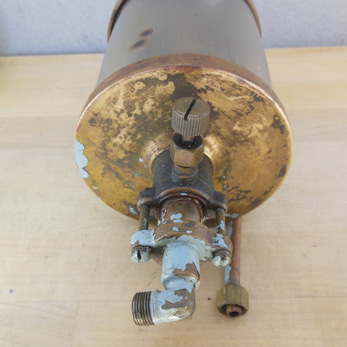 Antique Essex Brass Corp Cylinder Oiler Hit Miss Engine Antique 5" Tall Bowl Vintage