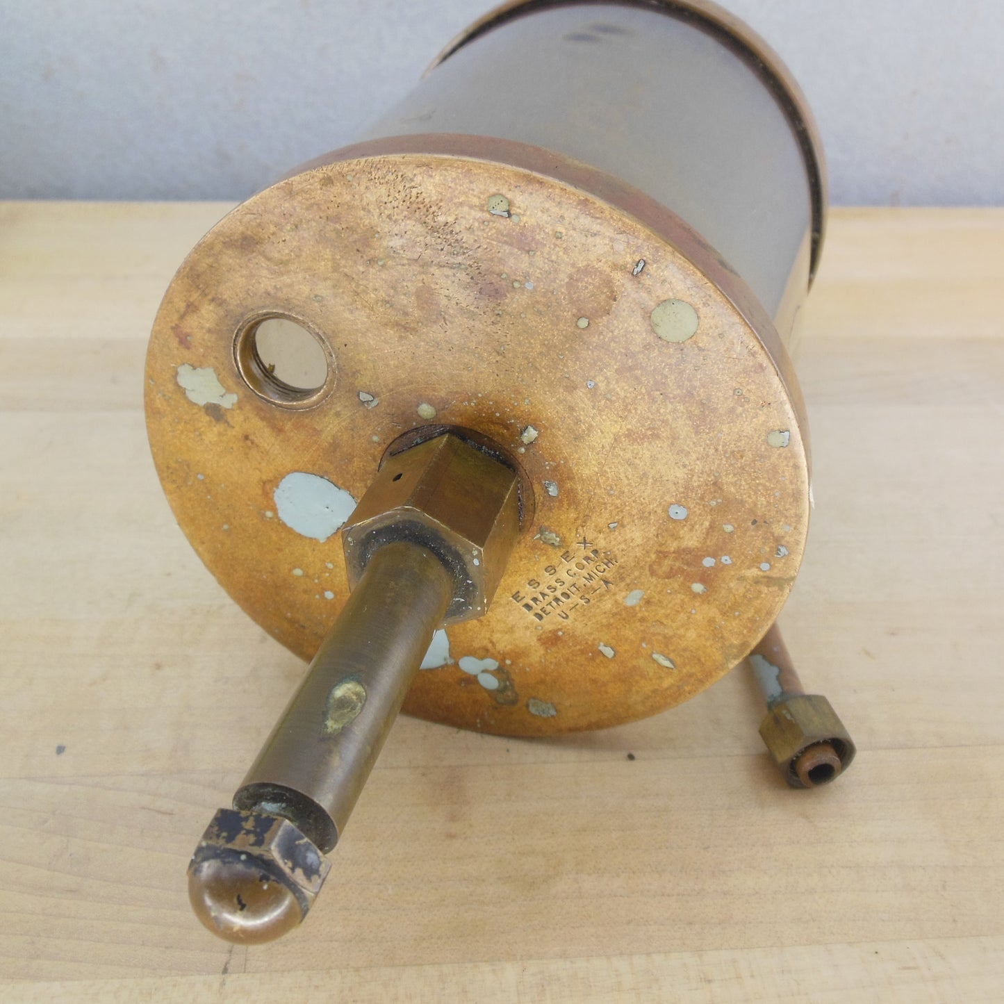 Antique Essex Brass Corp Cylinder Oiler Hit Miss Engine Antique 5" Tall Bowl Signed