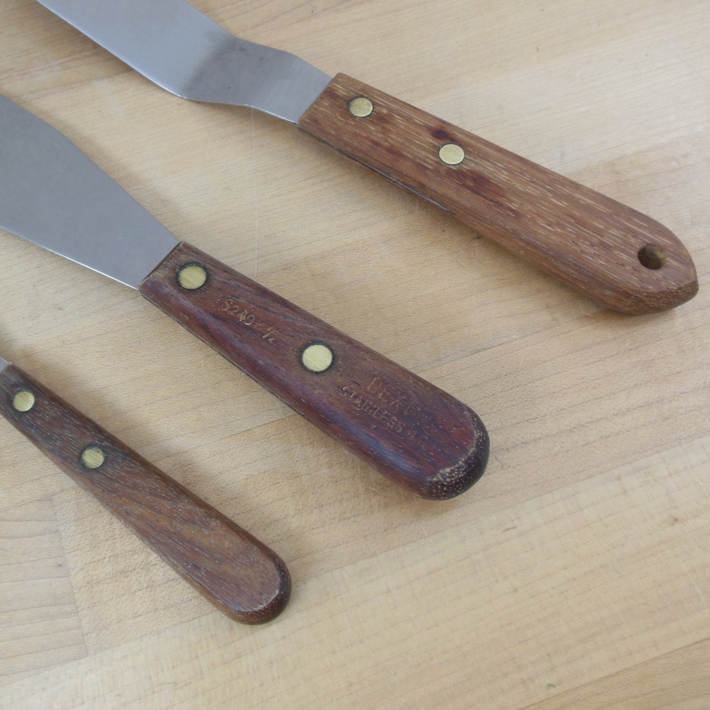 3 Lot Stainless Wood Handle Baker's Icing Spatula Knife Dexter CK used