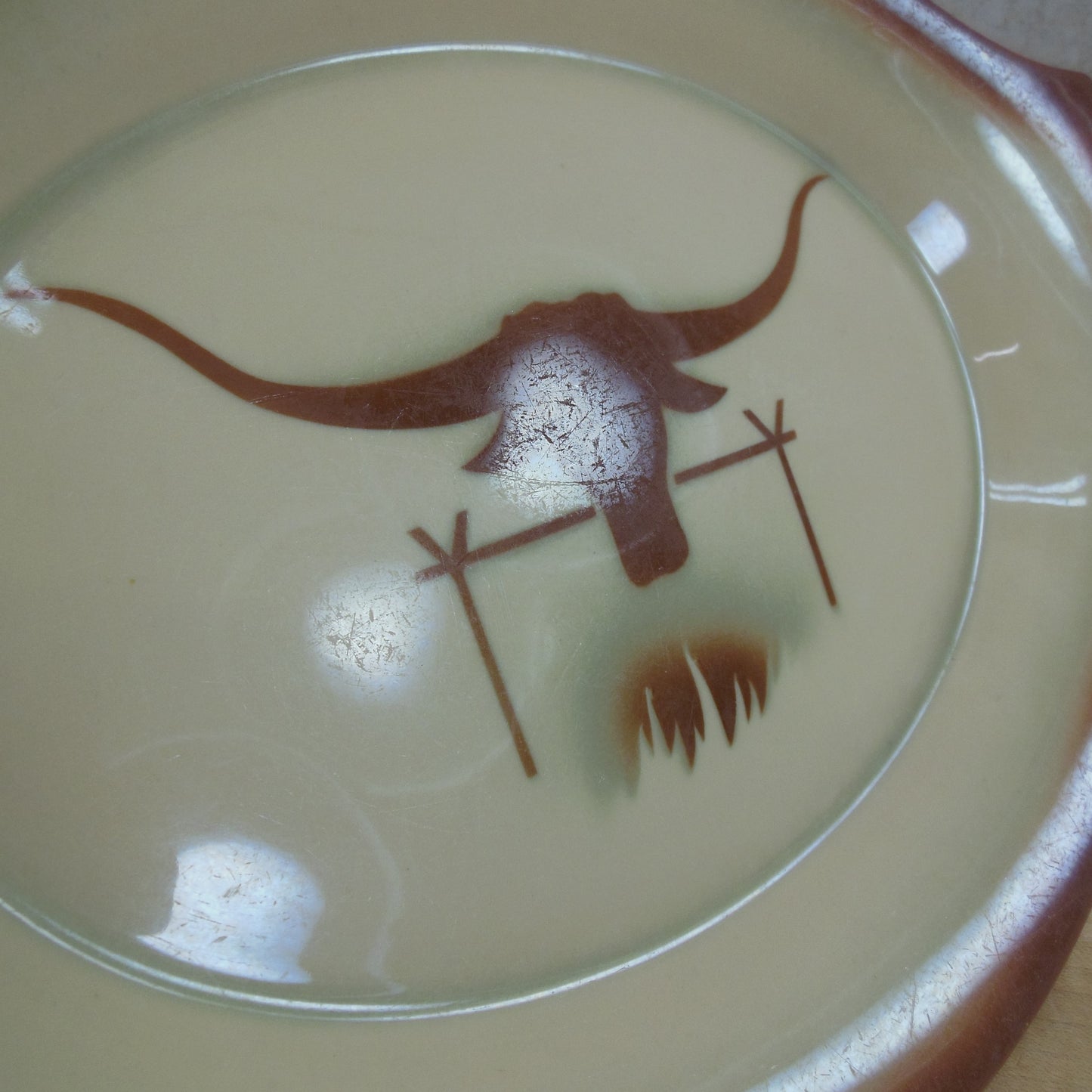 Jackson China Paul McCobb Restaurant Ware Steak Plate Longhorn Steer Fire used