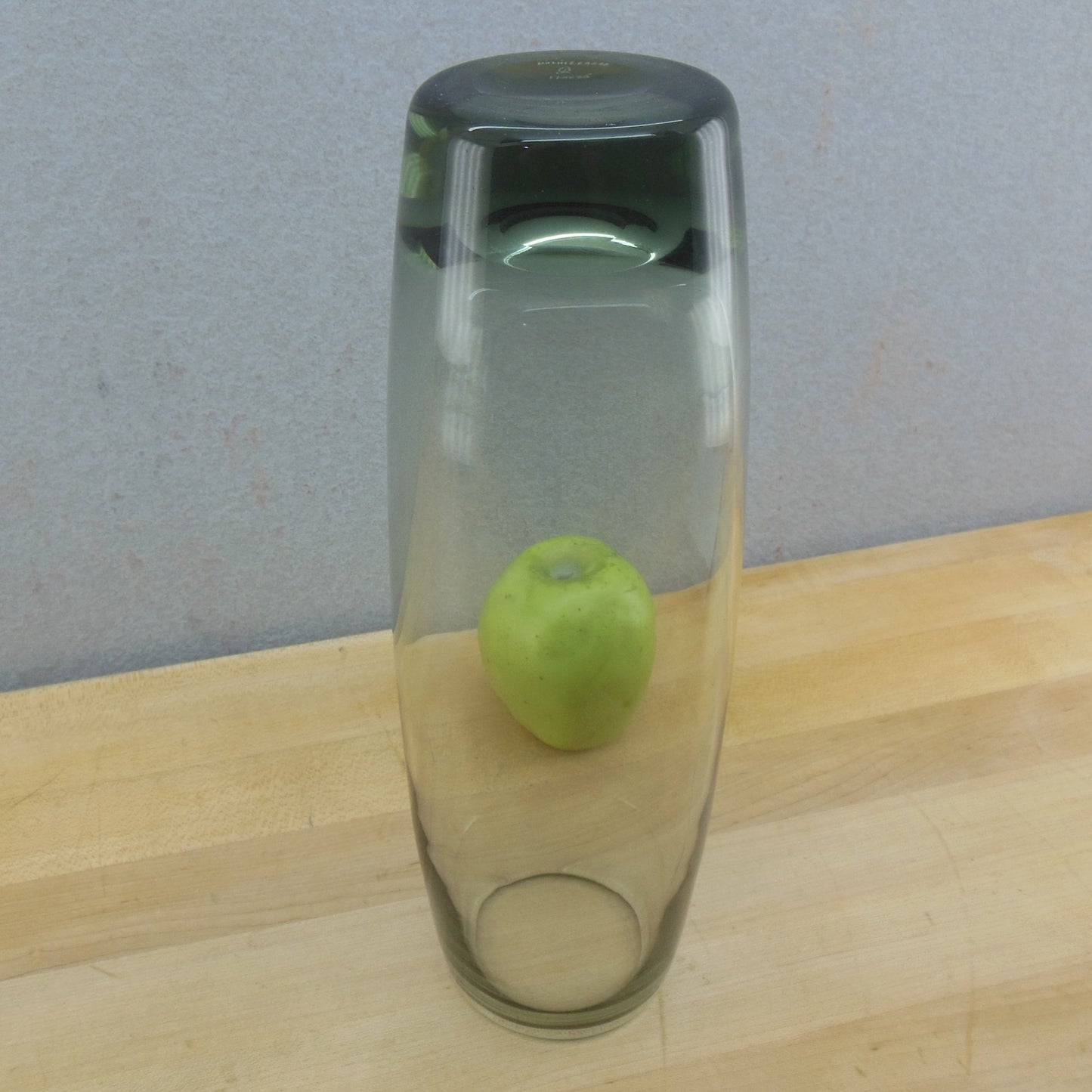 Holegaard Denmark Per Lutken Hellas Smoke Gray Glass Vase 11" 170035 vintage
