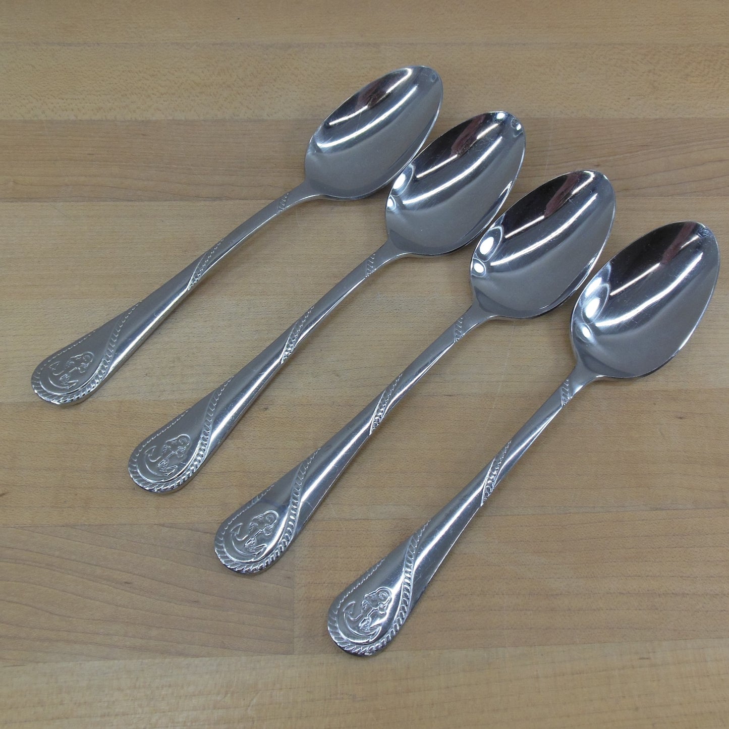Towle Stainless Anchor Flatware - Place Spoons 4 Set used rope