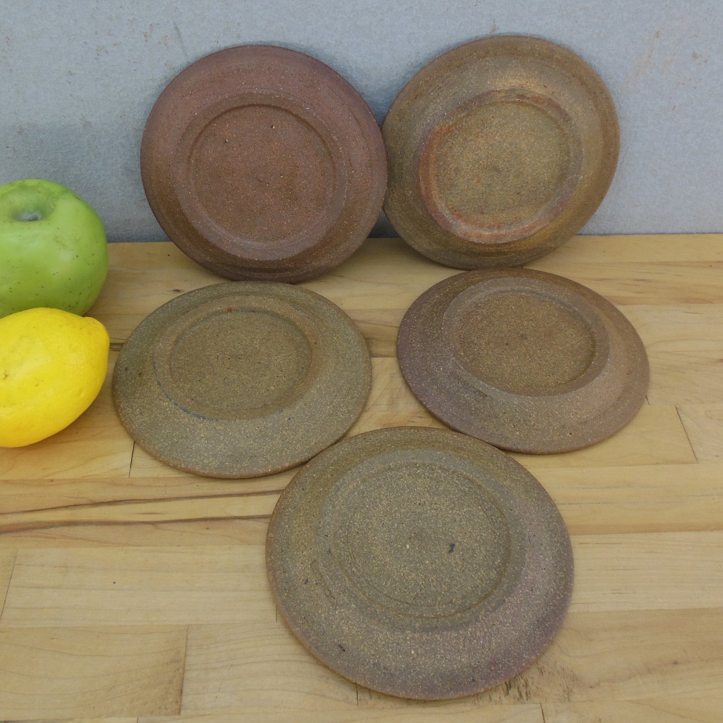 John Leach Muchelney Stoneware Pottery 5 Set Side Plates 5.75" Vintage
