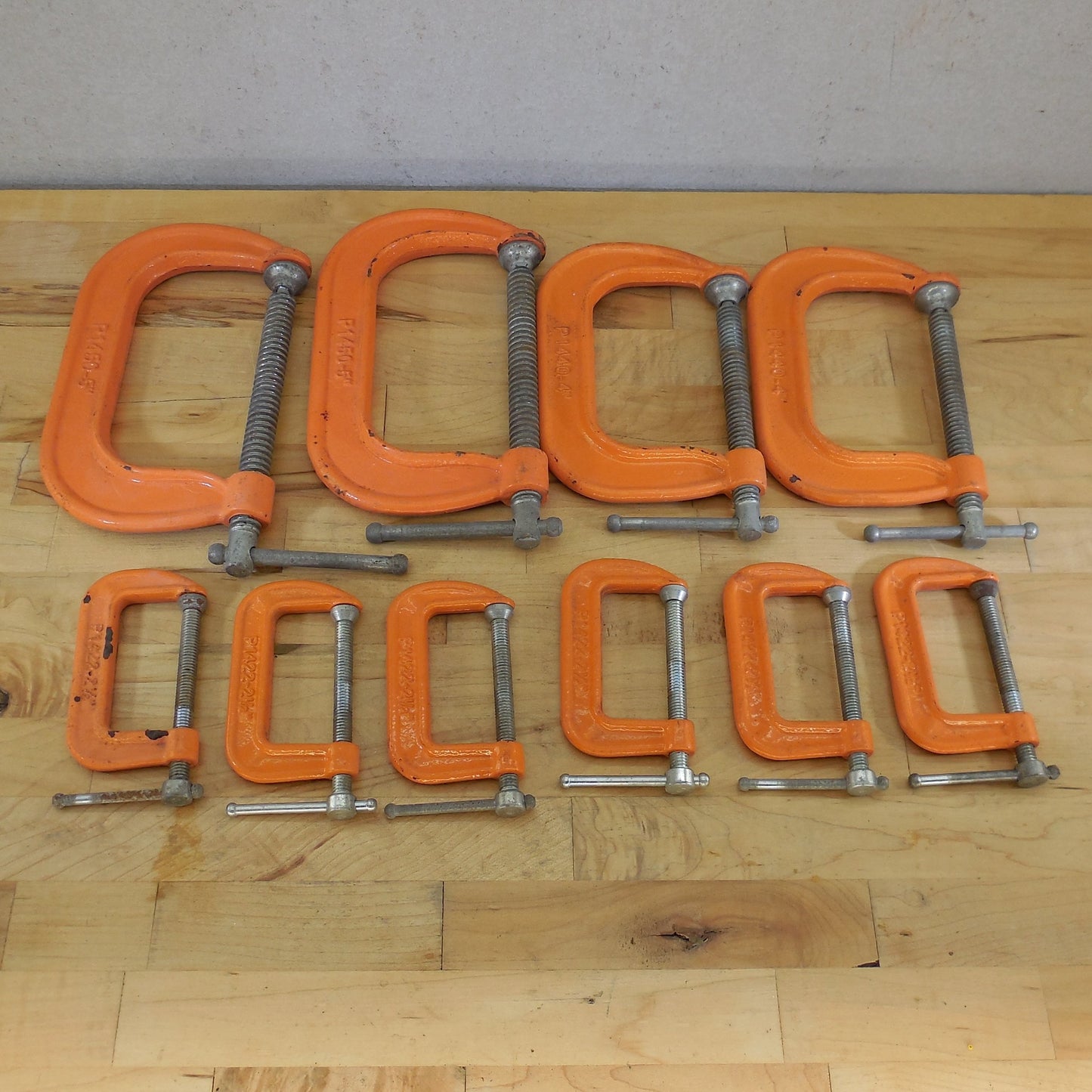 10 Lot Pony C-Clamps 5" 4" 2.5" Orange P1450 P1440 P1422