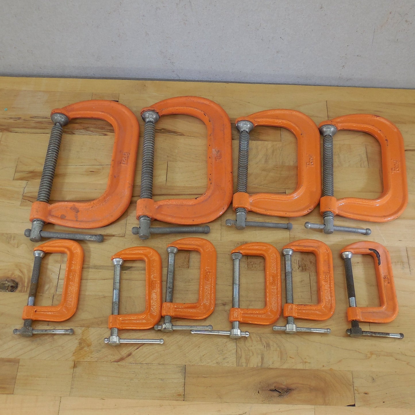 10 Lot Pony C-Clamps 5" 4" 2.5" Orange P1450 P1440 P1422 Tool