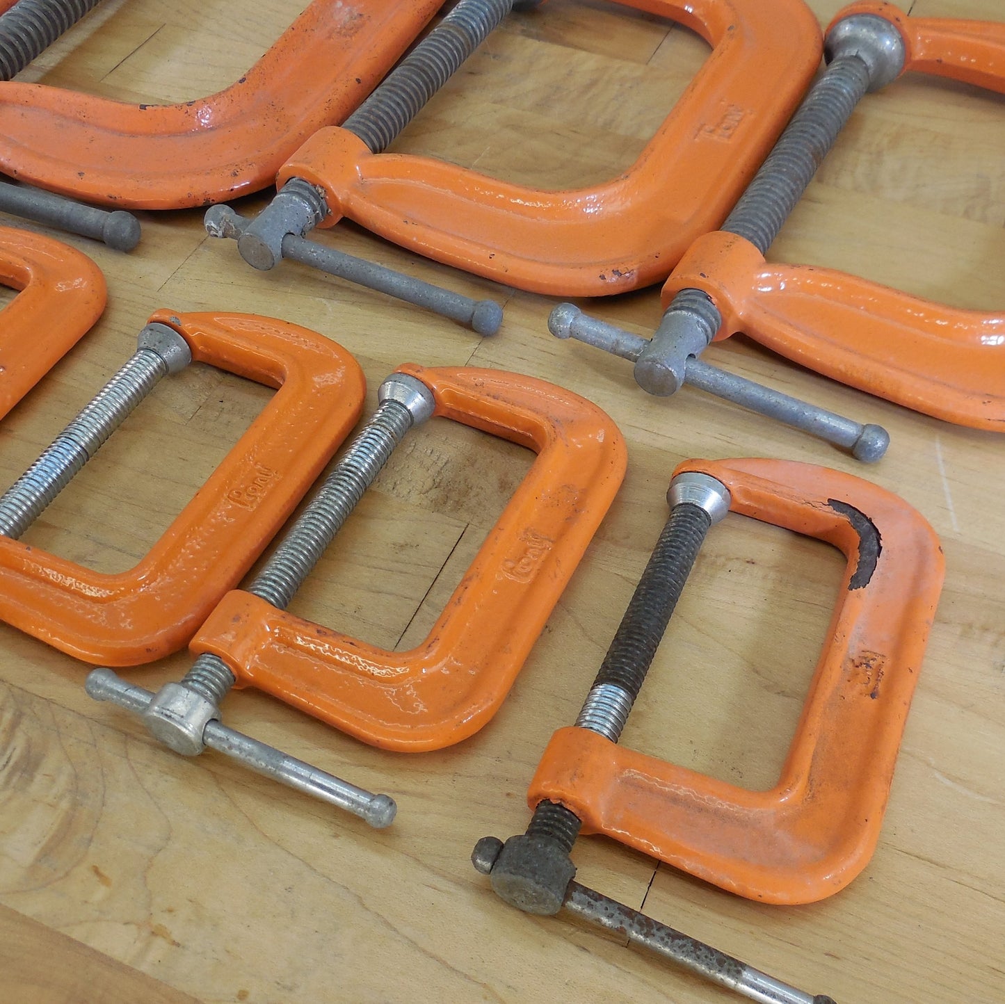 10 Lot Pony C-Clamps 5" 4" 2.5" Orange P1450 P1440 P1422