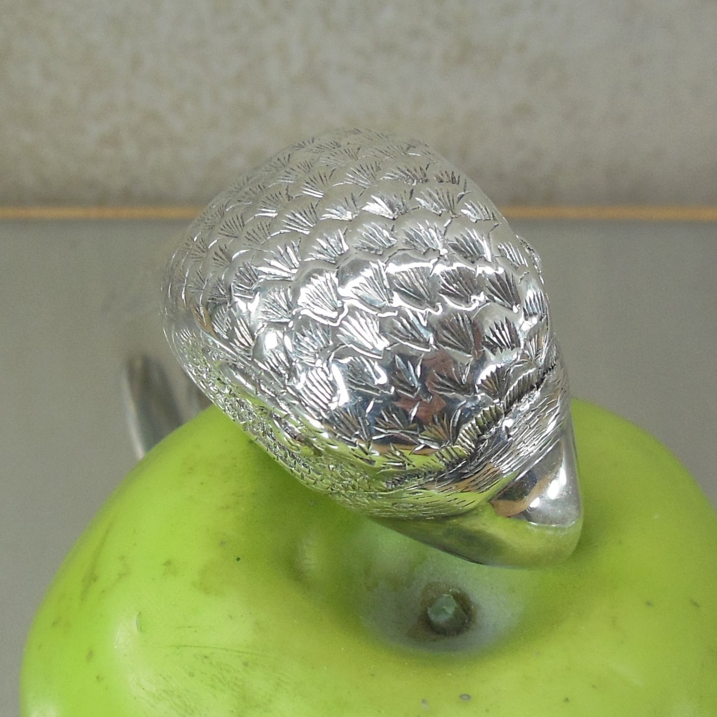 Asprey Style Silver Plate Parrot Bird Novelty Nutcracker feathers