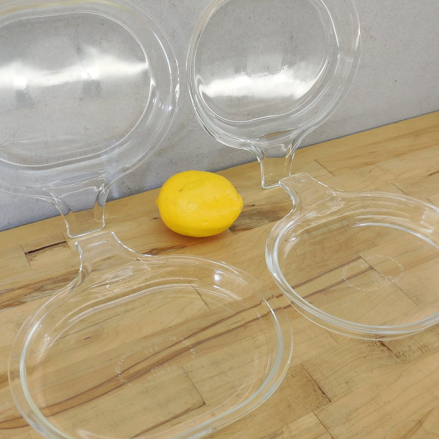 Pyrex Corning Clear Glass Set of 4 Grab It Single Serve Microwave Plate 600-B Used