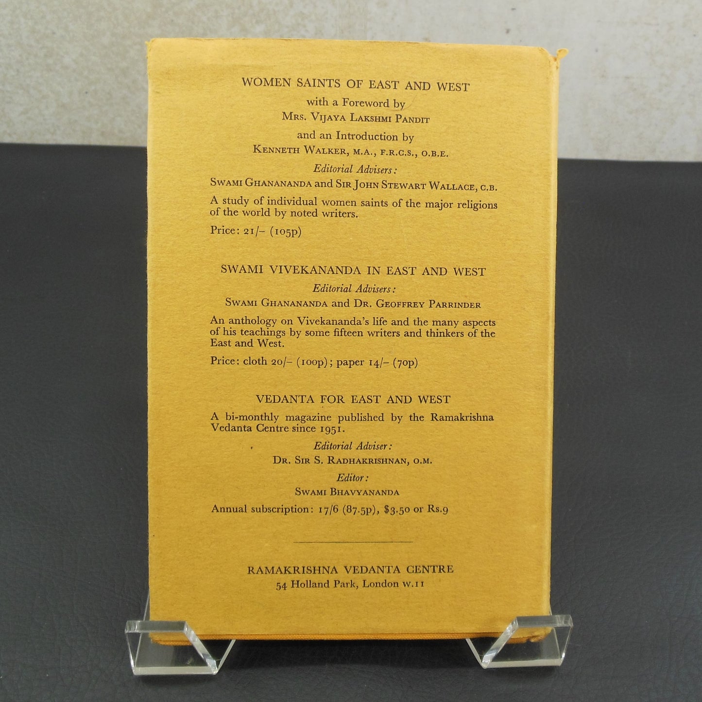 Swami Bhashyananda & Ranganathananda Signed Book - Sri Ramakrishna and His Message Ghanananda vintage